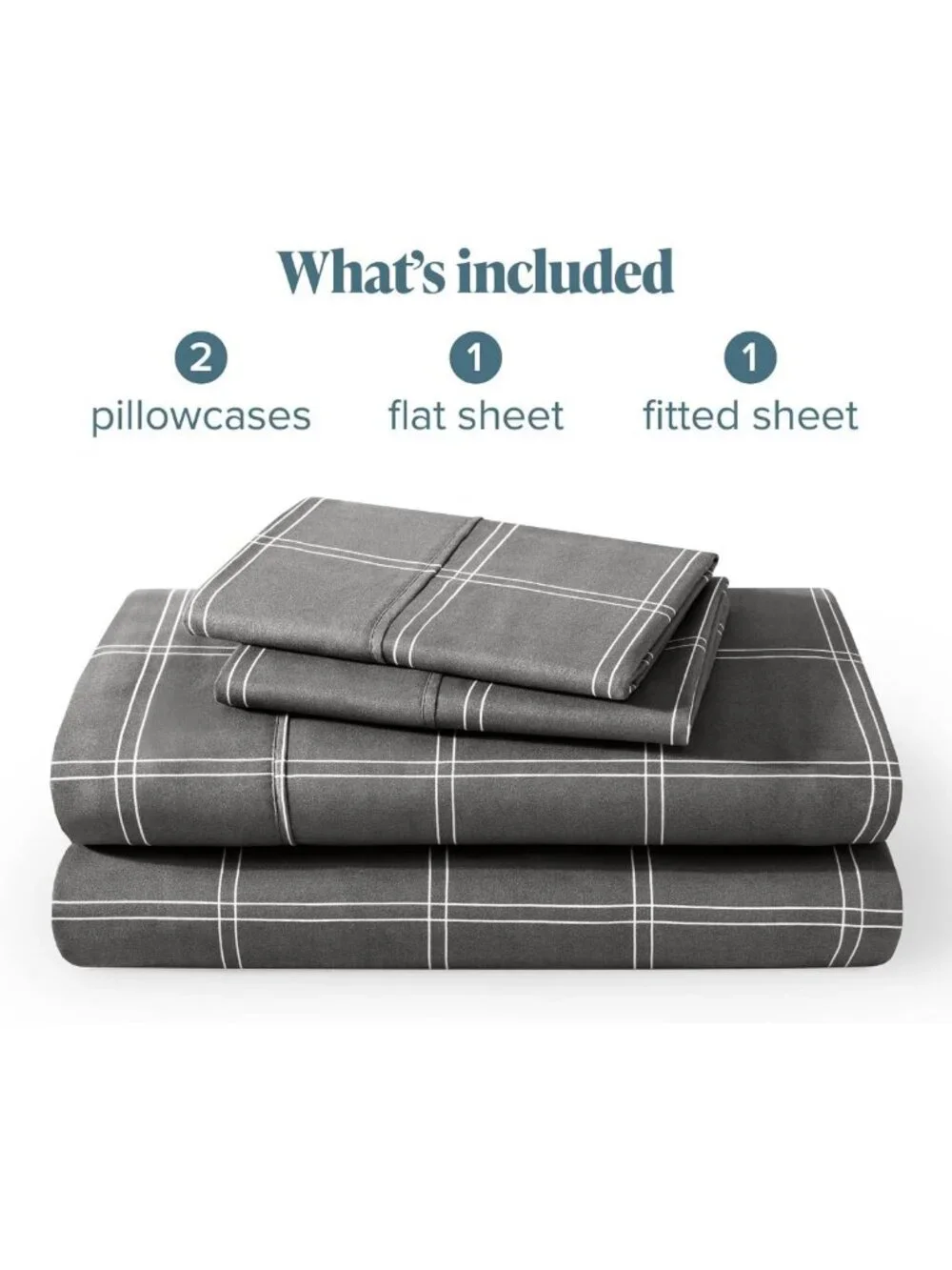 Modern Plaid Queen Sheet Set - Soft, Stylish Grey/White Bedding Essentials